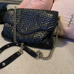 Rebecca Minkoff Quilted Crossbody Bag with Gold Chain Strap
